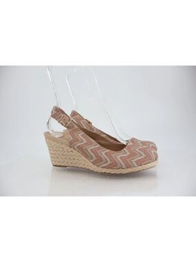 Vionic Coralina Espadrille Wedge Slingback Sandal Women Size 8 Beige Chevron
